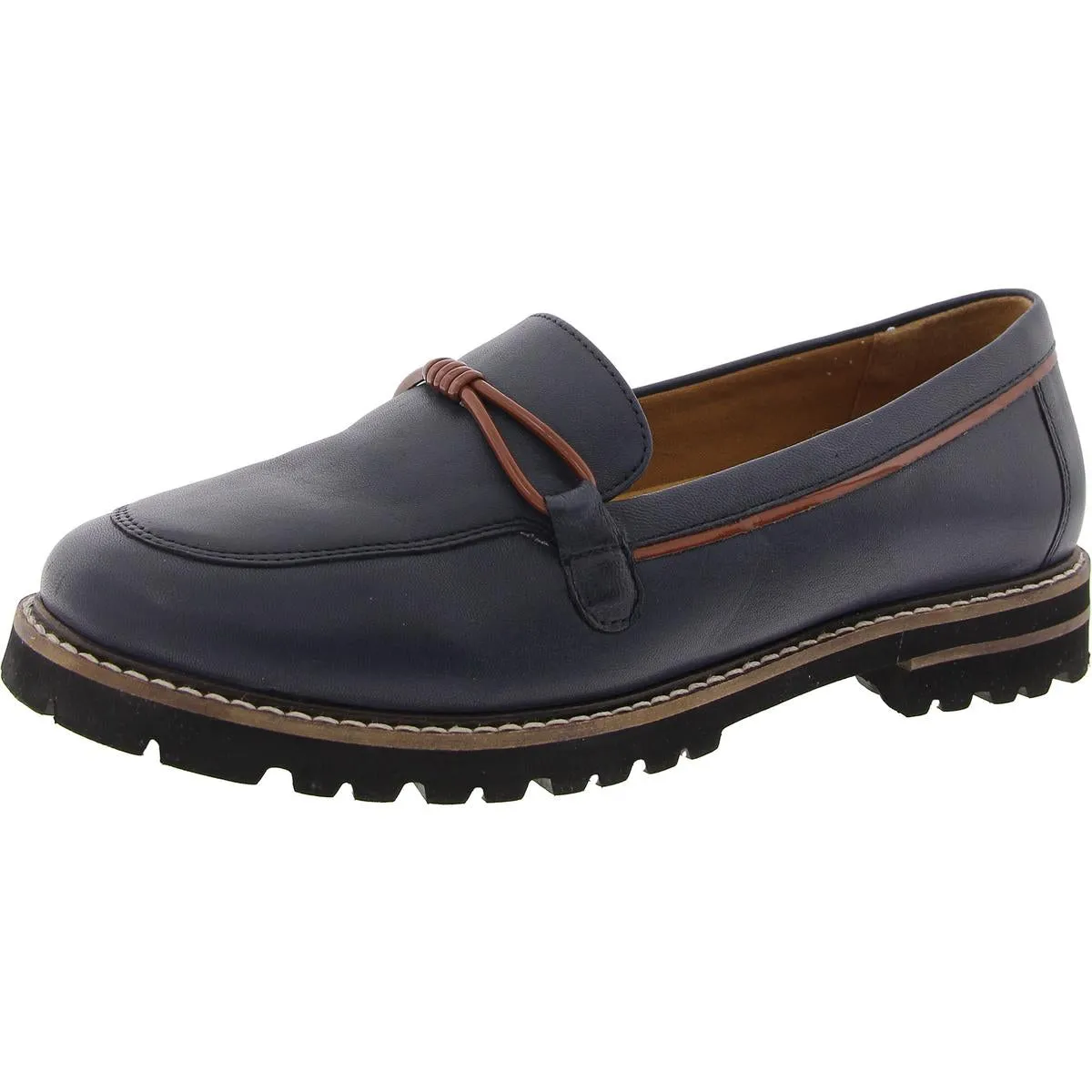 FIORA Womens Leather Laceless Loafers