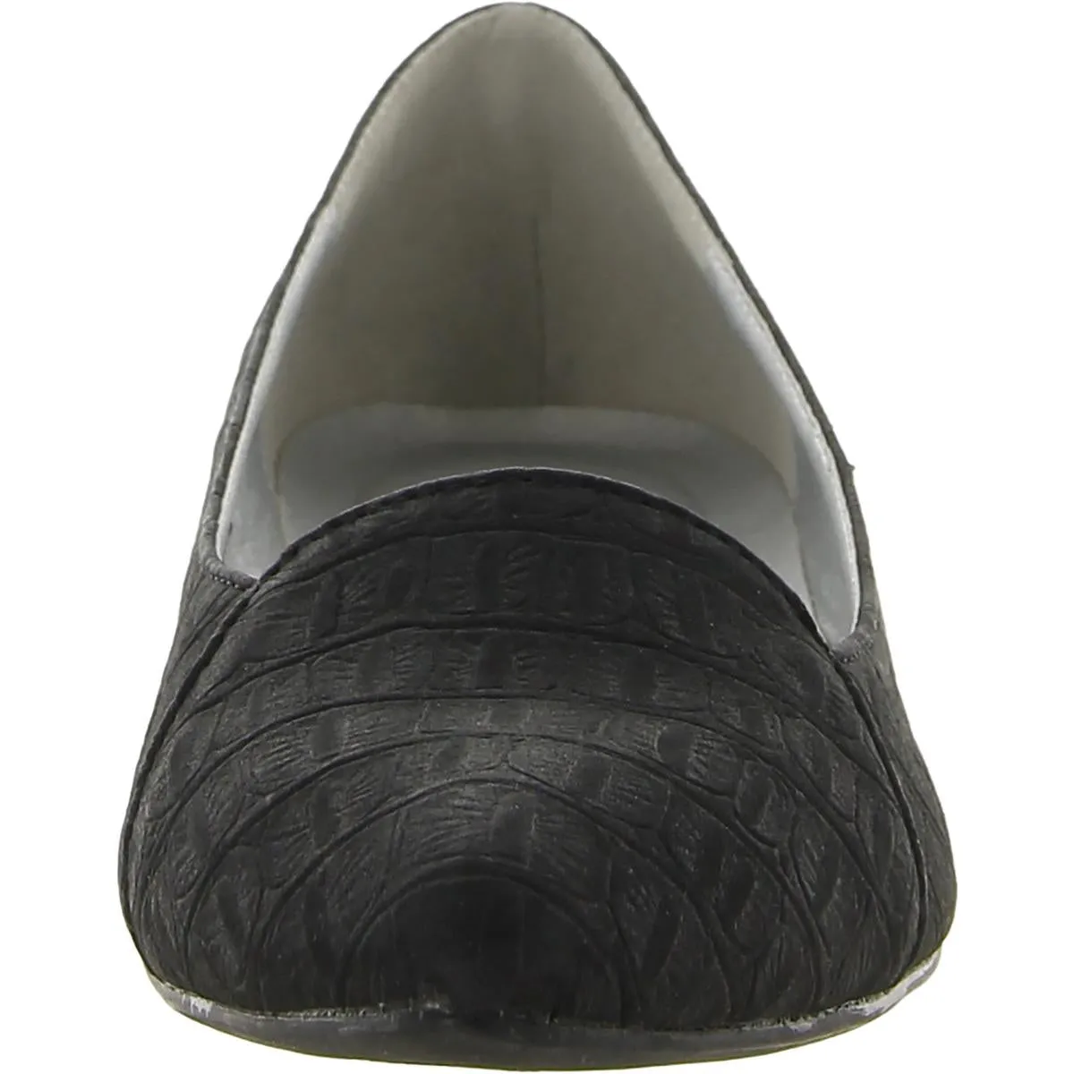 Flora Croco Womens Pointed Toe Dressy Loafer Heels