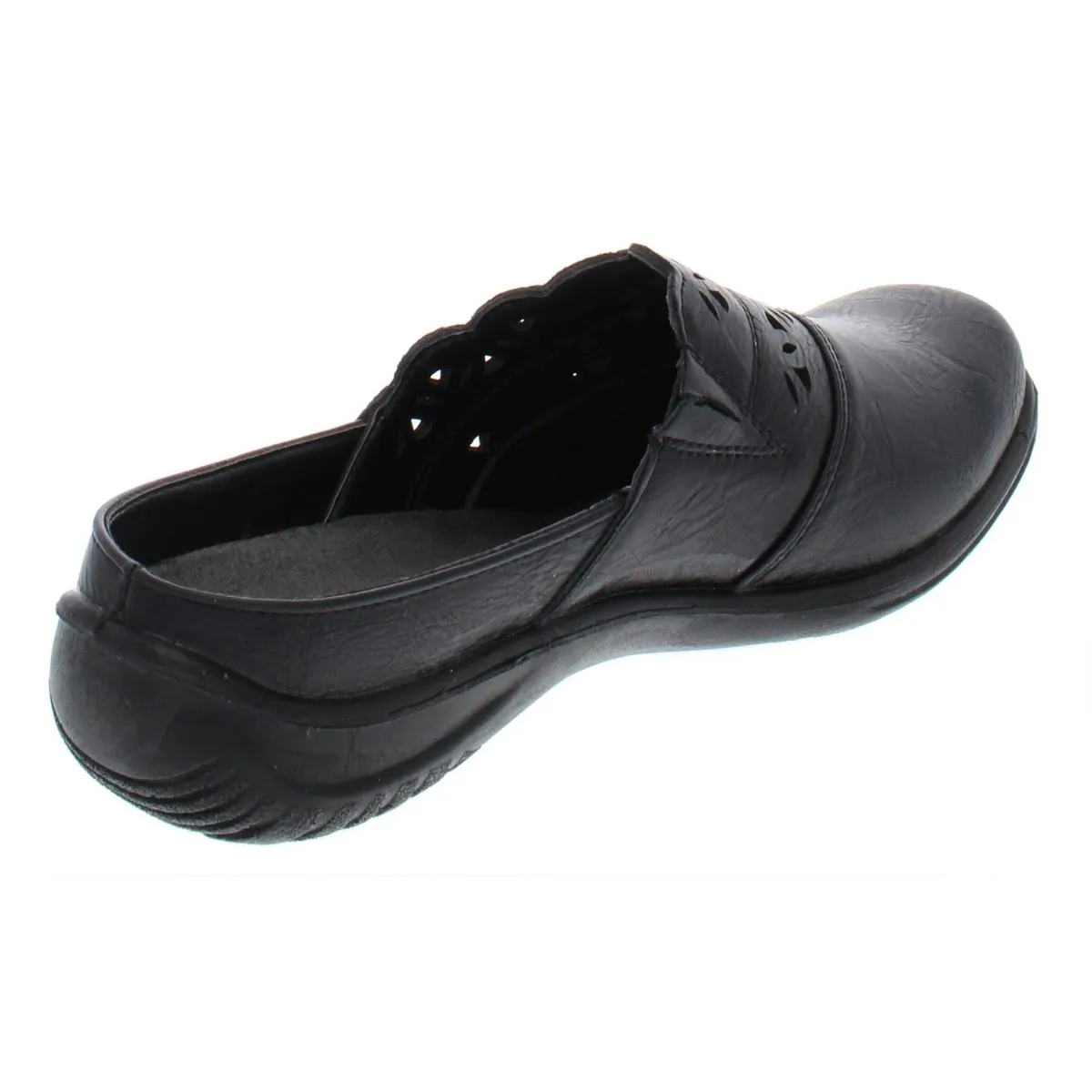 Forever Womens Faux Leather Laser Cut Clogs