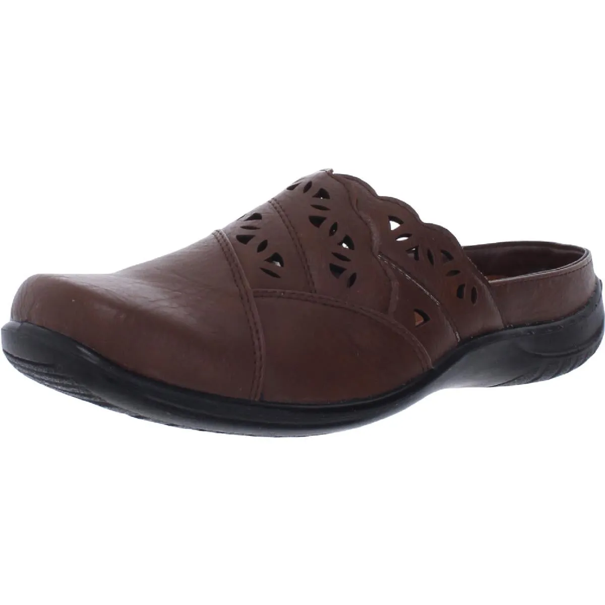 Forever Womens Faux Leather Laser Cut Clogs
