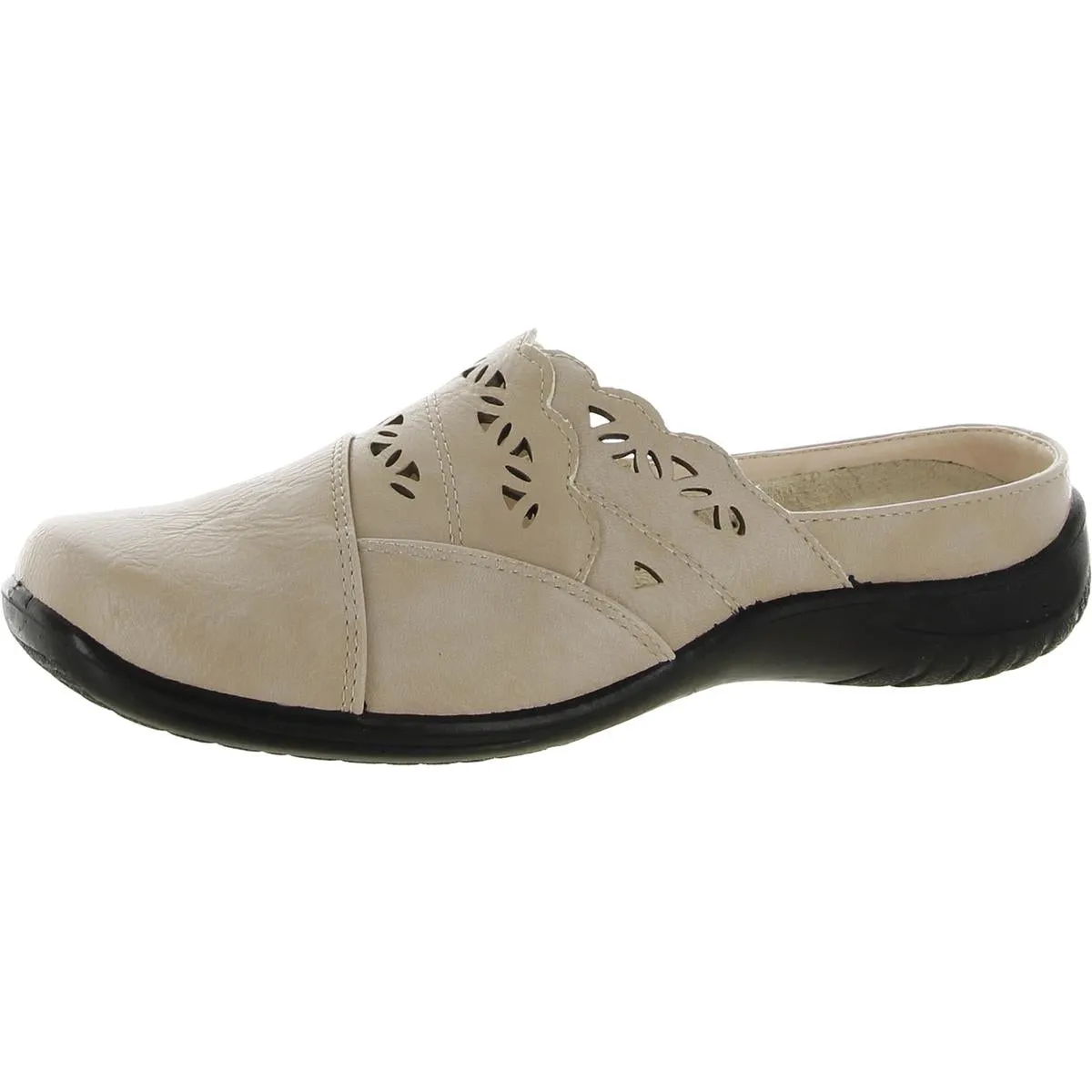 Forever Womens Faux Leather Laser Cut Clogs