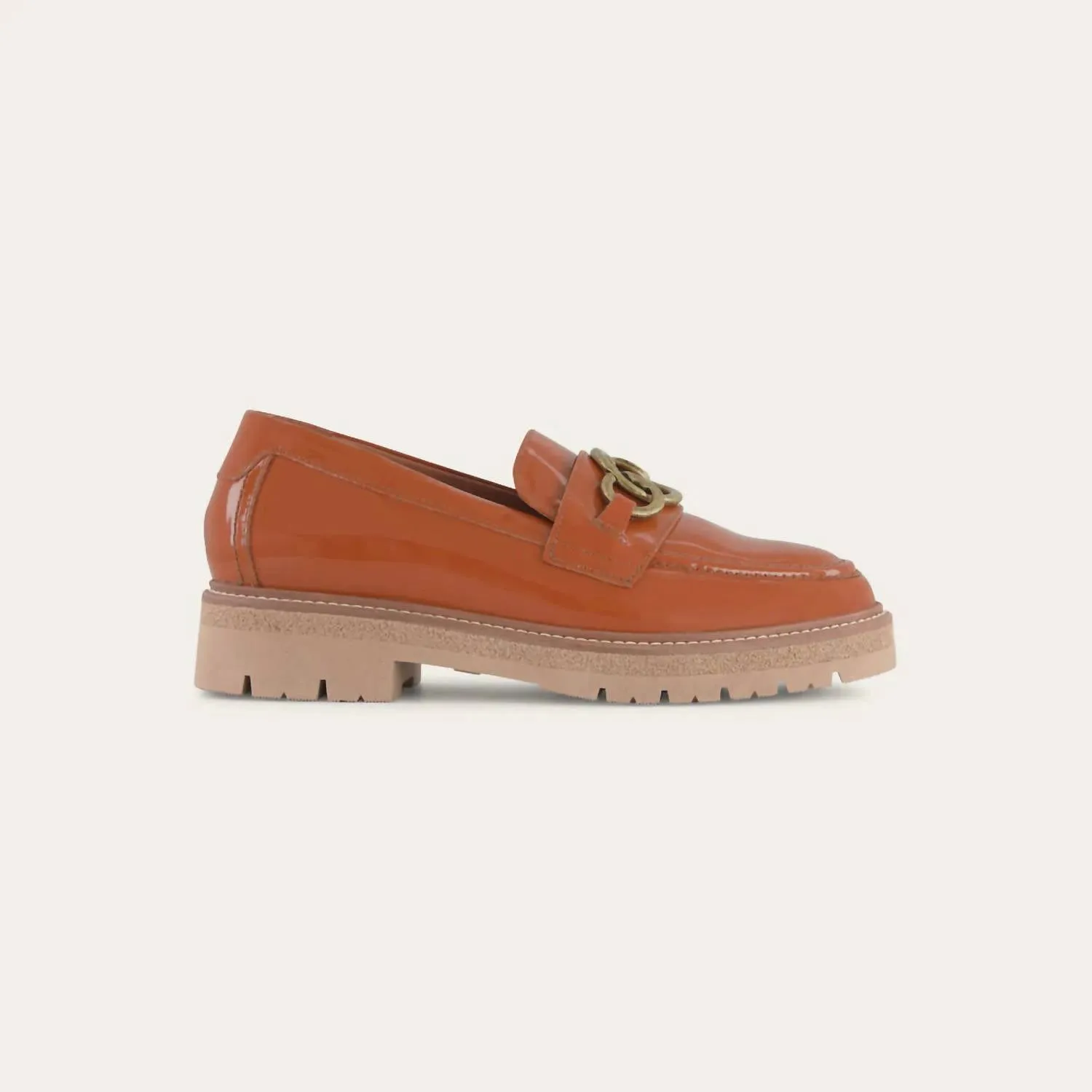 Fremont Loafer Shoe In Burnt Orange Patent