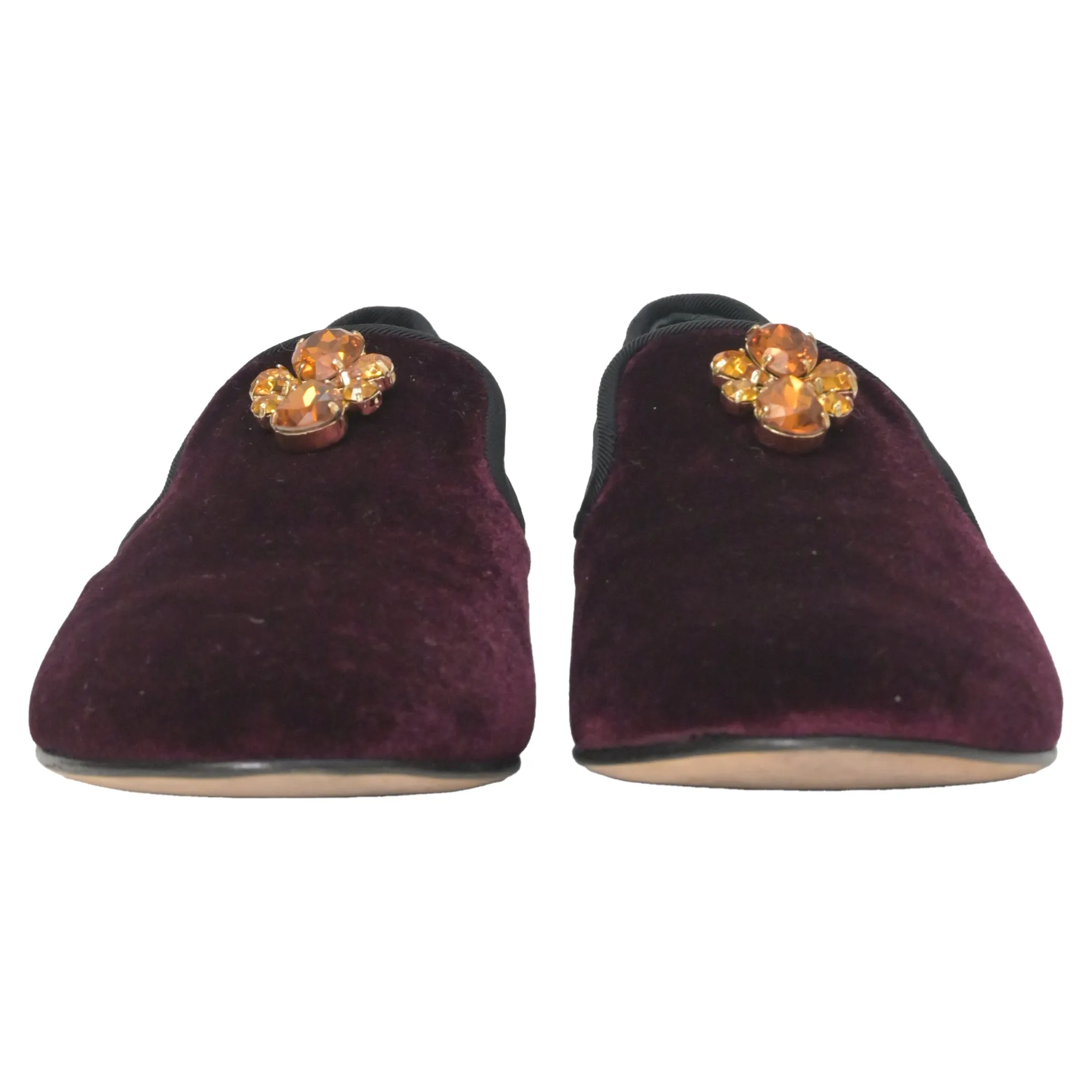 Giuseppe Zanotti Dalila Crystal Embellished Loafers in Burgundy Velvet