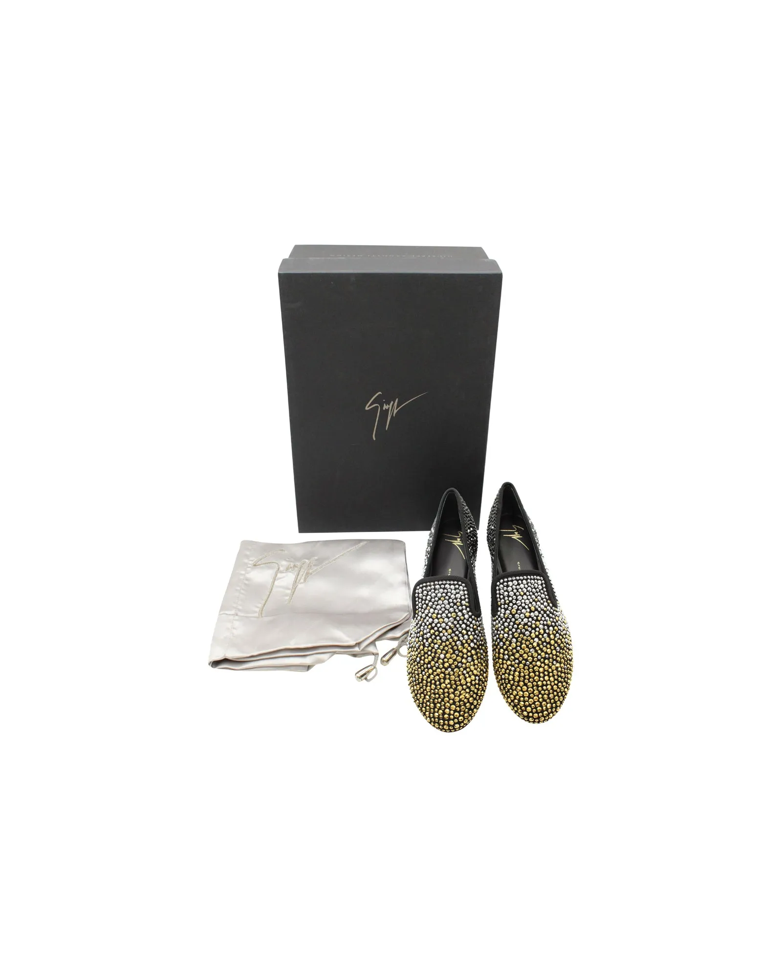 Giuseppe Zanotti Studded Smoking Slippers in Black Suede