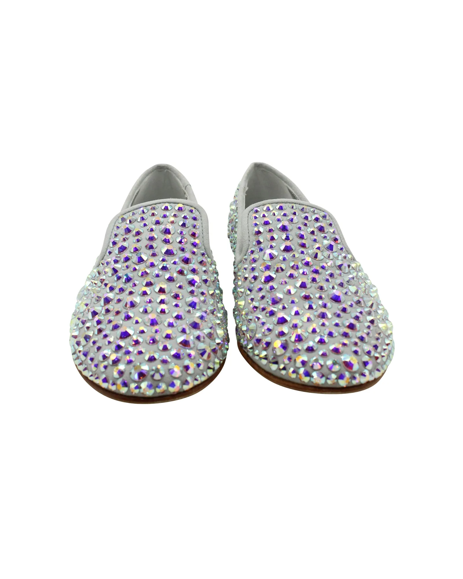 Giuseppe Zanotti Studded Smoking Slippers in Grey Suede
