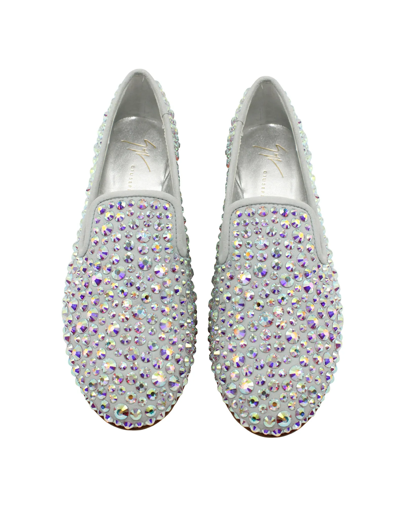 Giuseppe Zanotti Studded Smoking Slippers in Grey Suede
