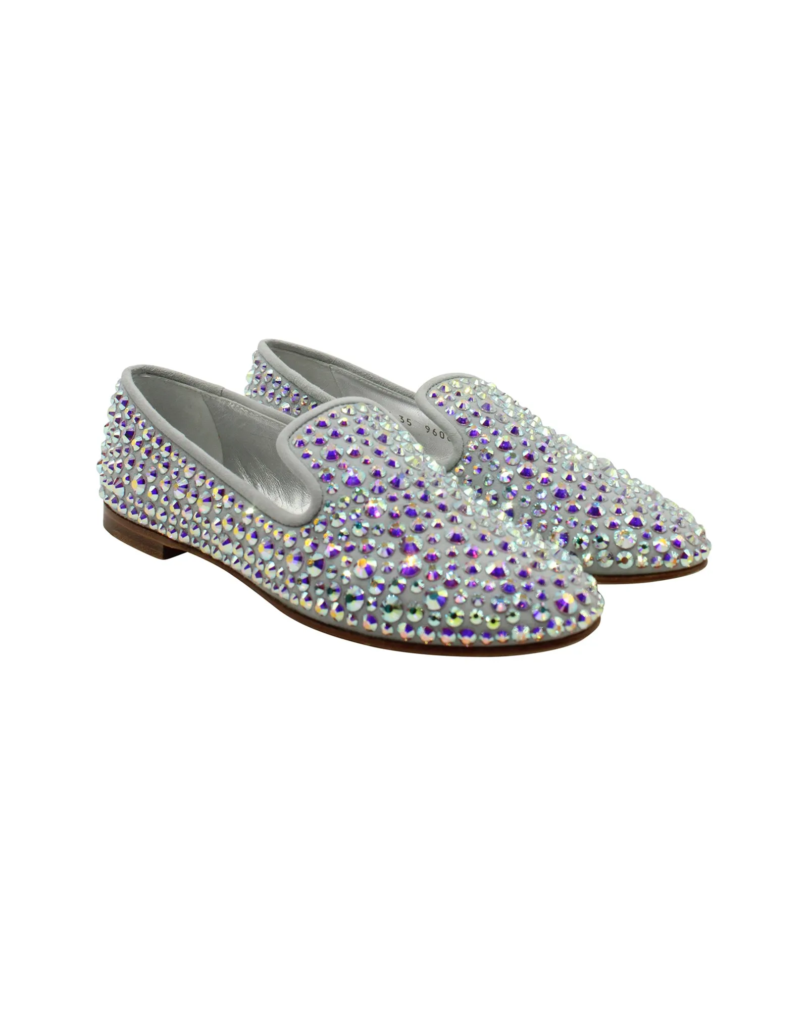 Giuseppe Zanotti Studded Smoking Slippers in Grey Suede