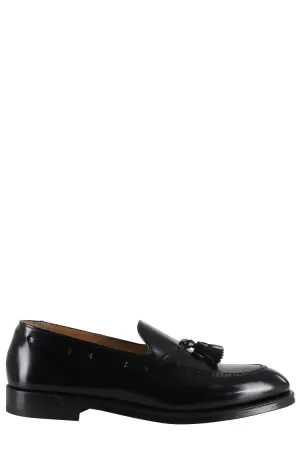 Glossy Black Leather Moccasins With Tonal Tassels