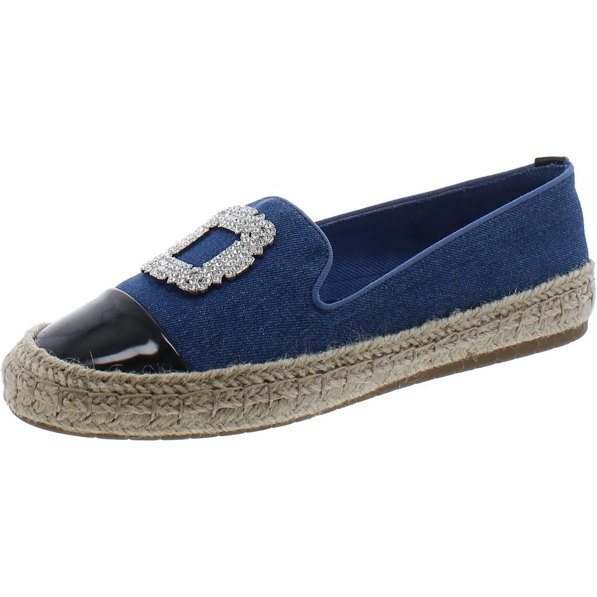 Jaylee Womens Rhinestone Smoking Loafer Flat Shoes