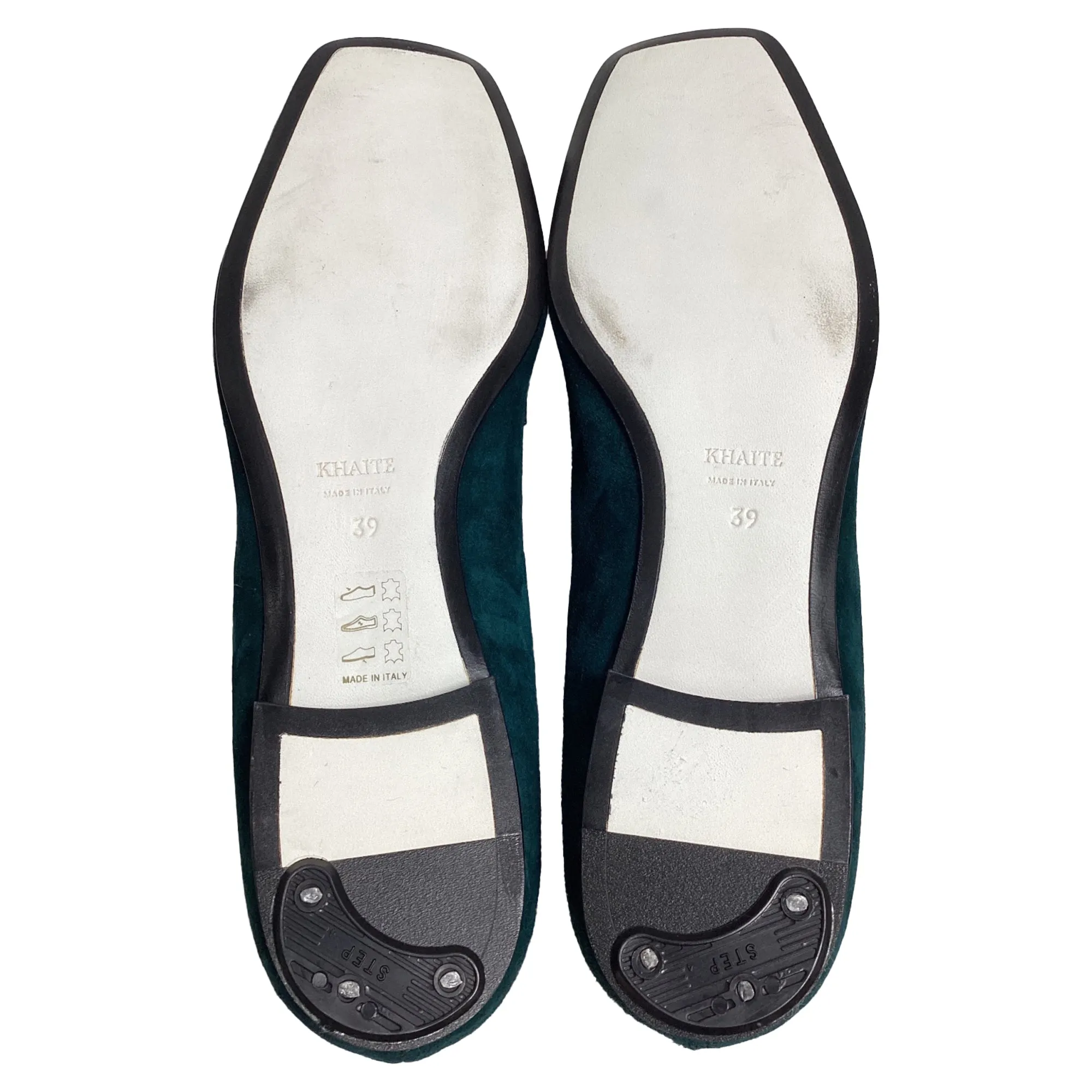 Khaite Carlisle Penny Loafers in Green Suede