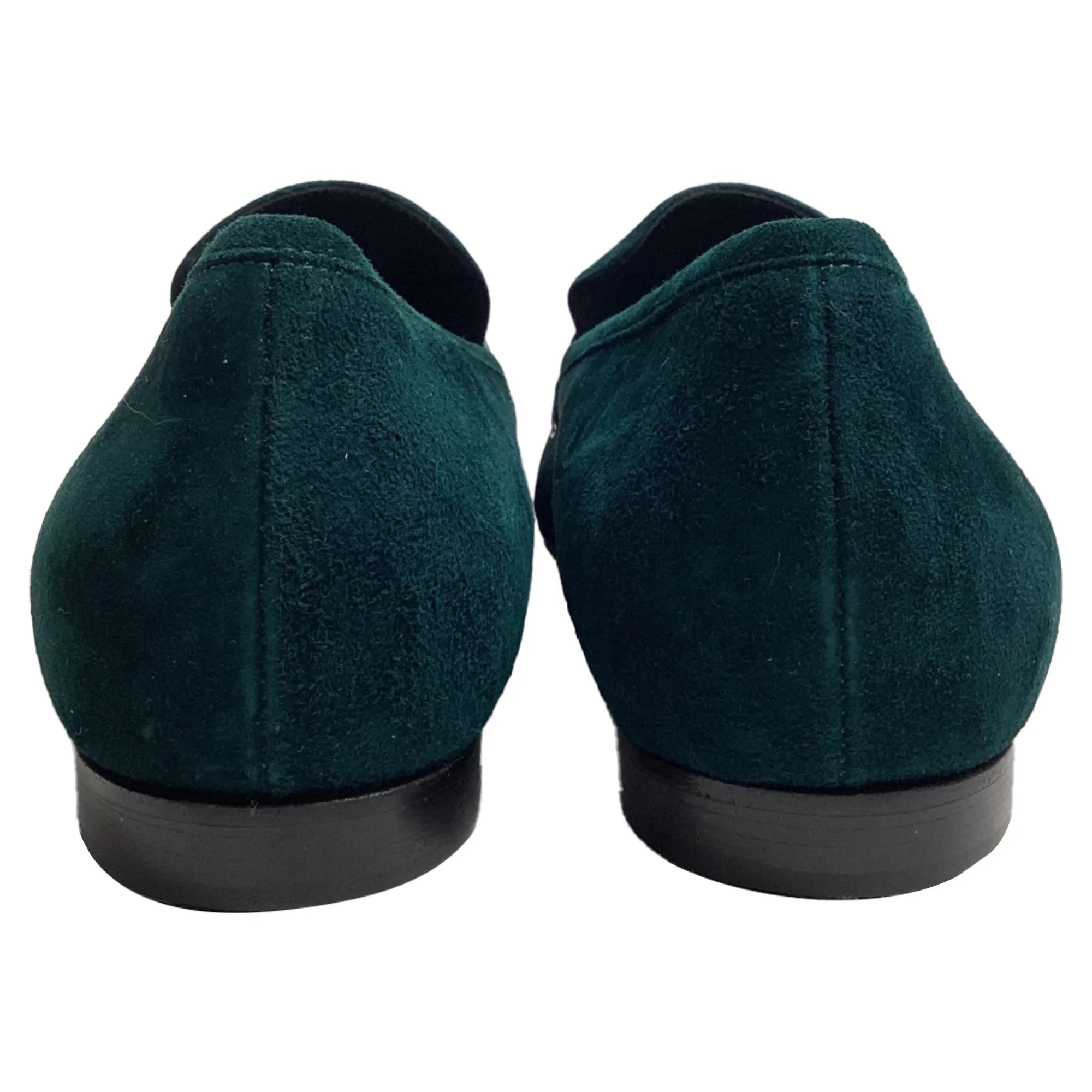 Khaite Carlisle Penny Loafers in Green Suede