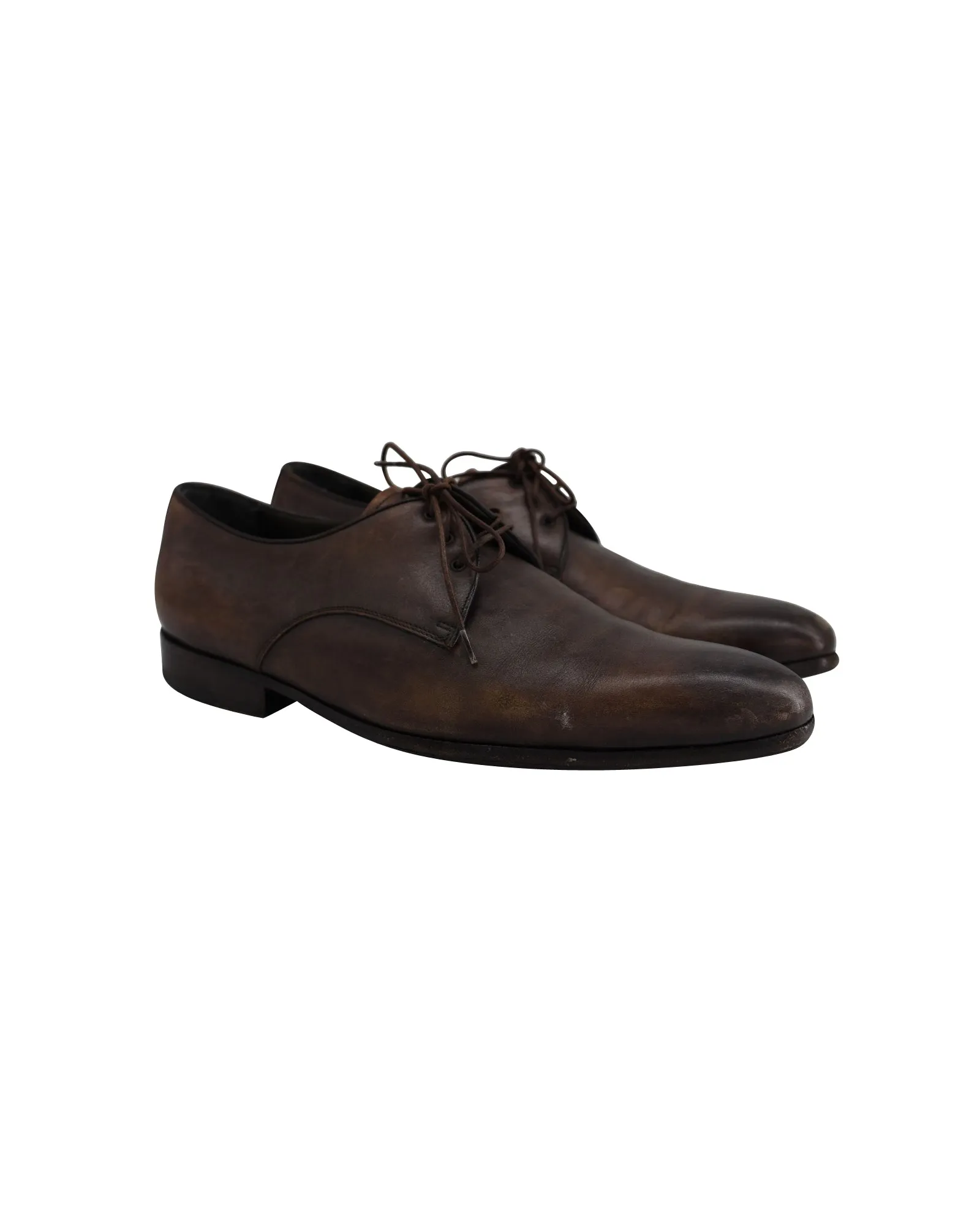 Lanvin Lace-Up Oxfords in Brown Calfskin Leather