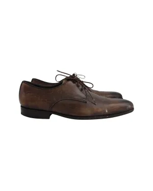 Lanvin Lace-Up Oxfords in Brown Calfskin Leather