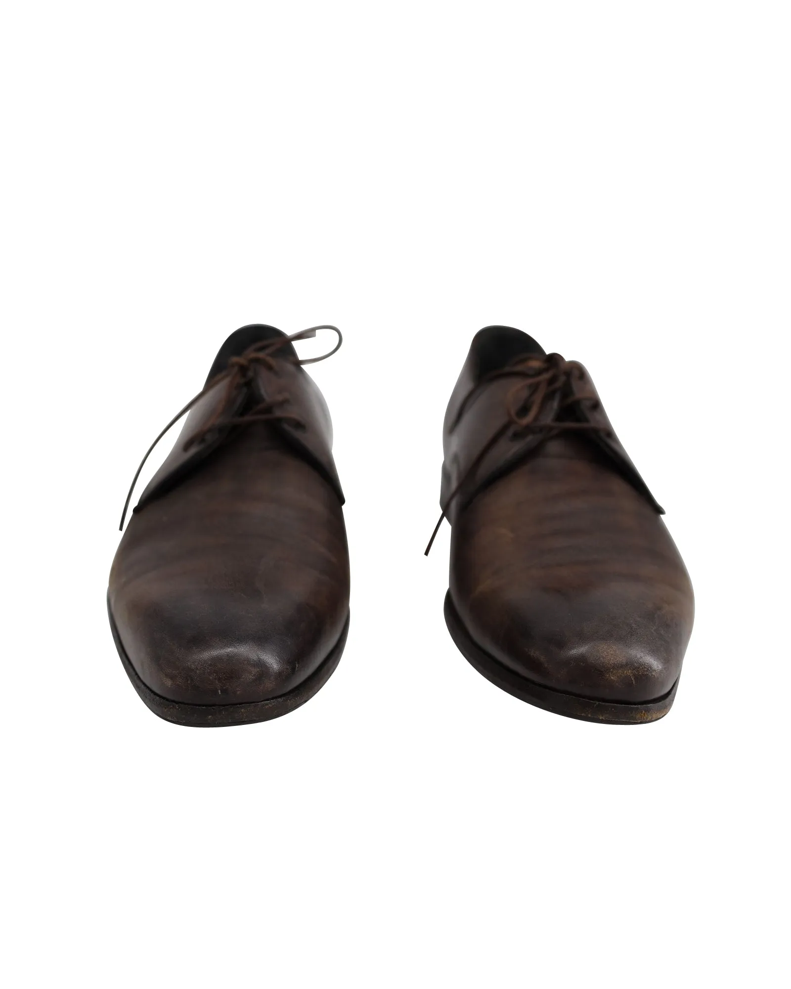 Lanvin Lace-Up Oxfords in Brown Calfskin Leather