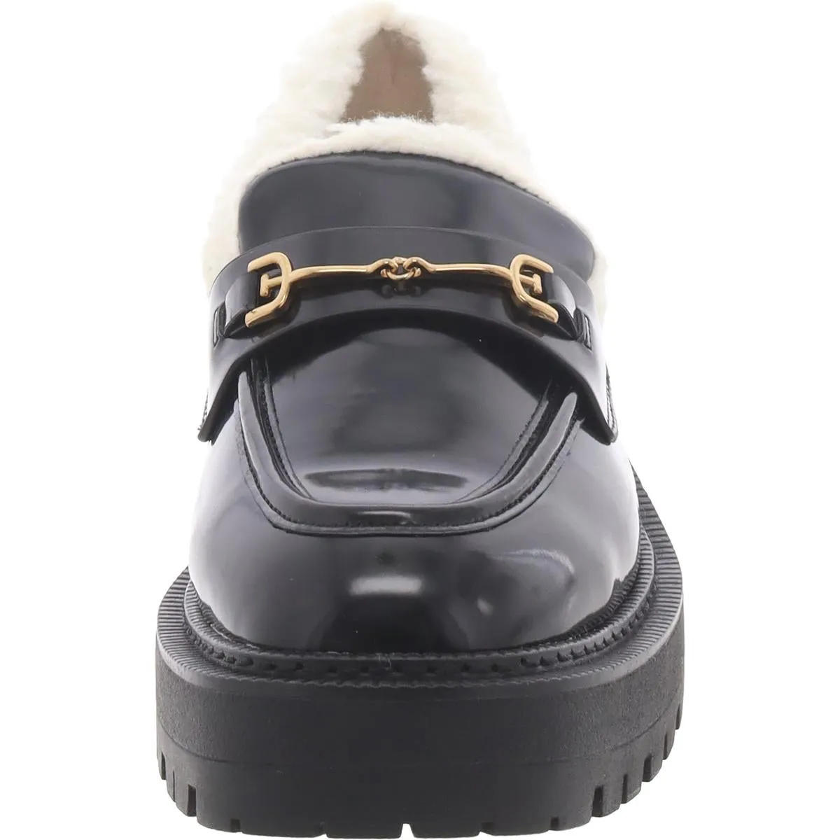 LAURS COZY Womens Faux Leather Lugged Sole Loafers