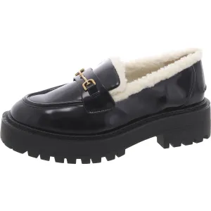 LAURS COZY Womens Faux Leather Lugged Sole Loafers