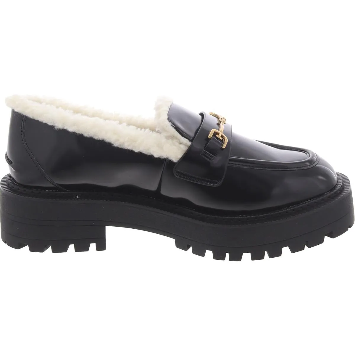 LAURS COZY Womens Faux Leather Lugged Sole Loafers