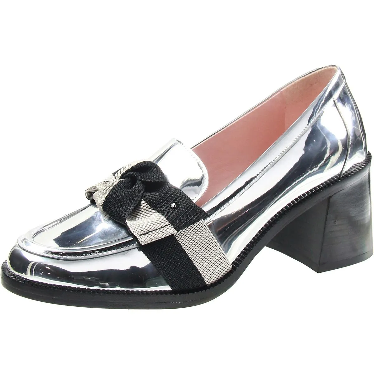 LEANDRA  Womens Block Heel Leather Loafers