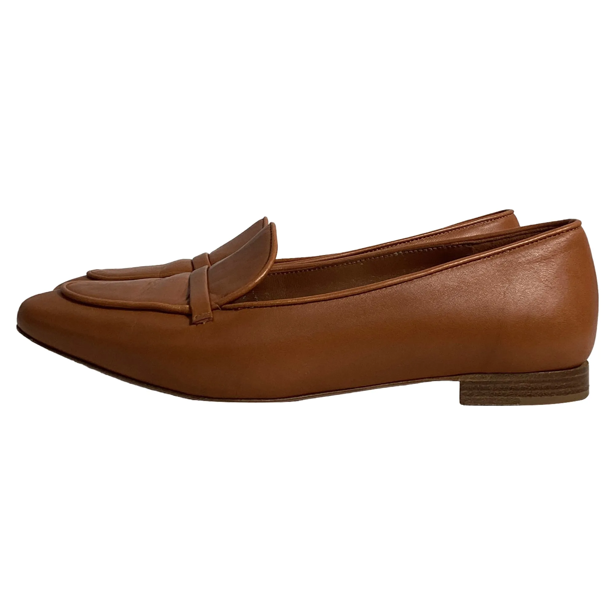 Malone Souliers Bruni Pointed Loafers in Brown Leather