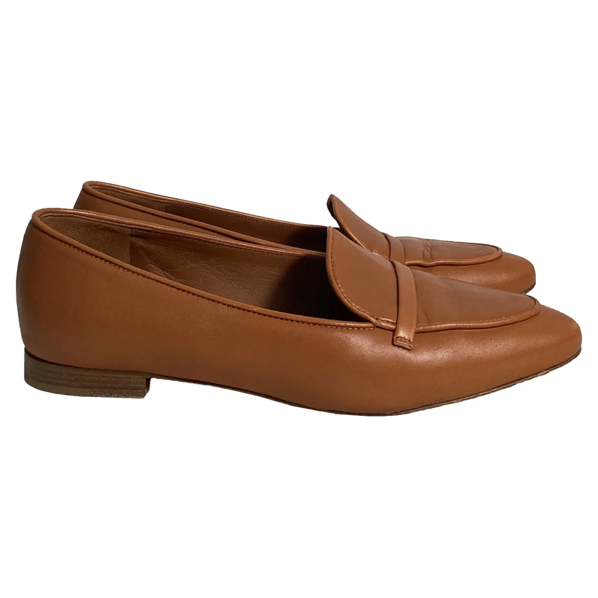 Malone Souliers Bruni Pointed Loafers in Brown Leather