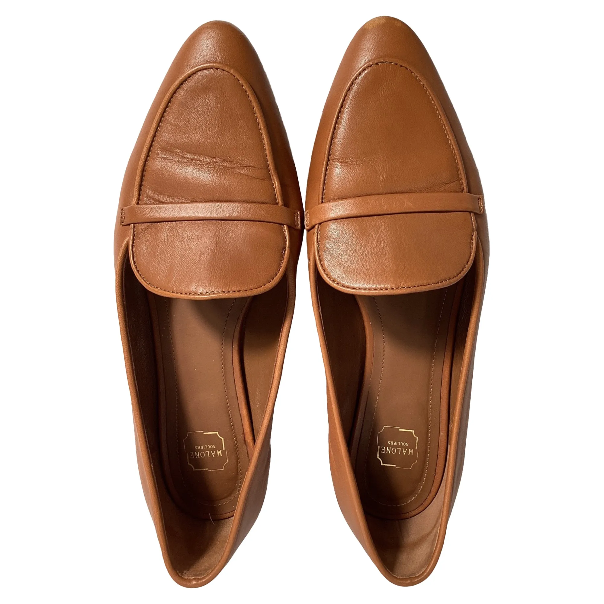 Malone Souliers Bruni Pointed Loafers in Brown Leather
