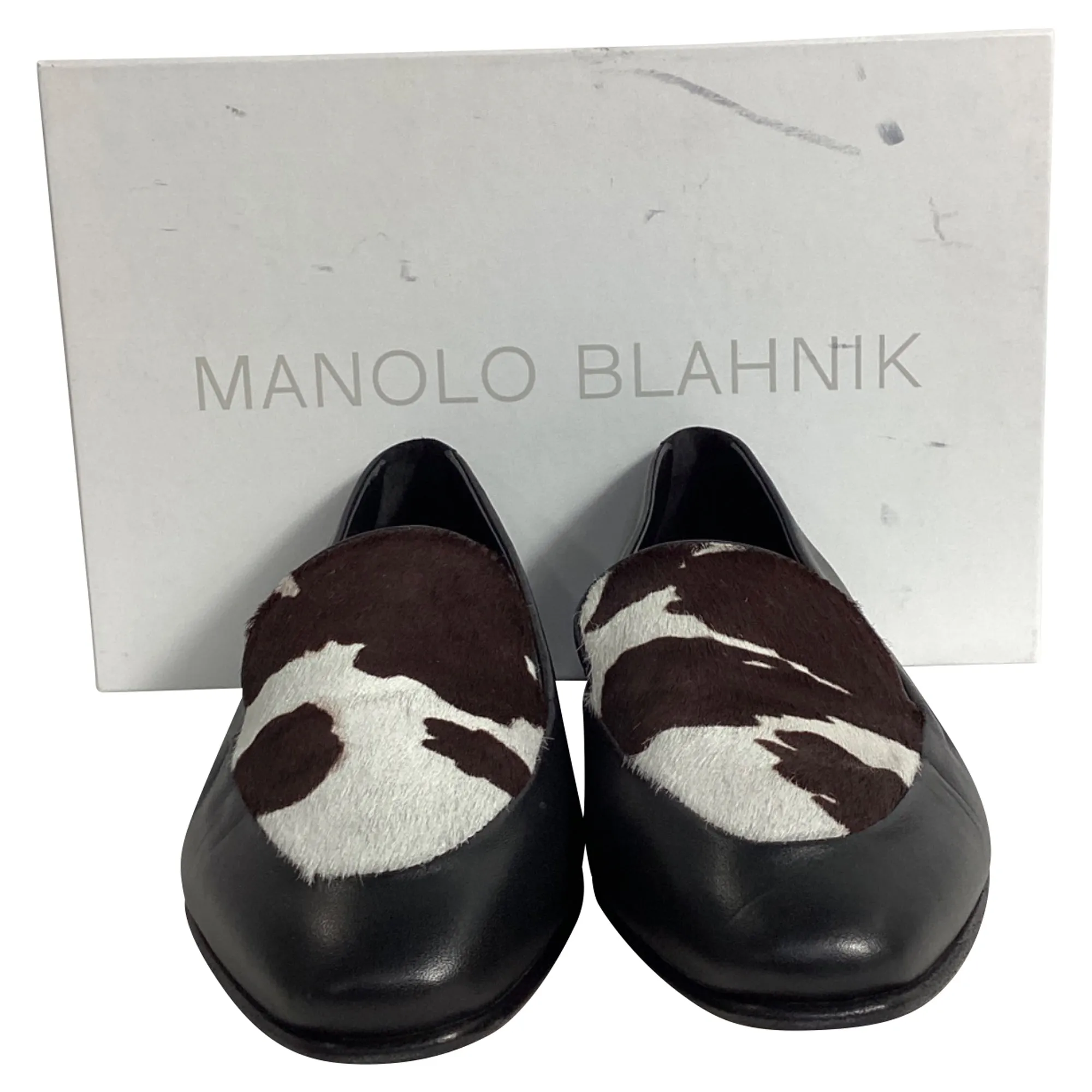 Manolo Blahnik Pitaka Loafers in Black Leather and Calf Hair
