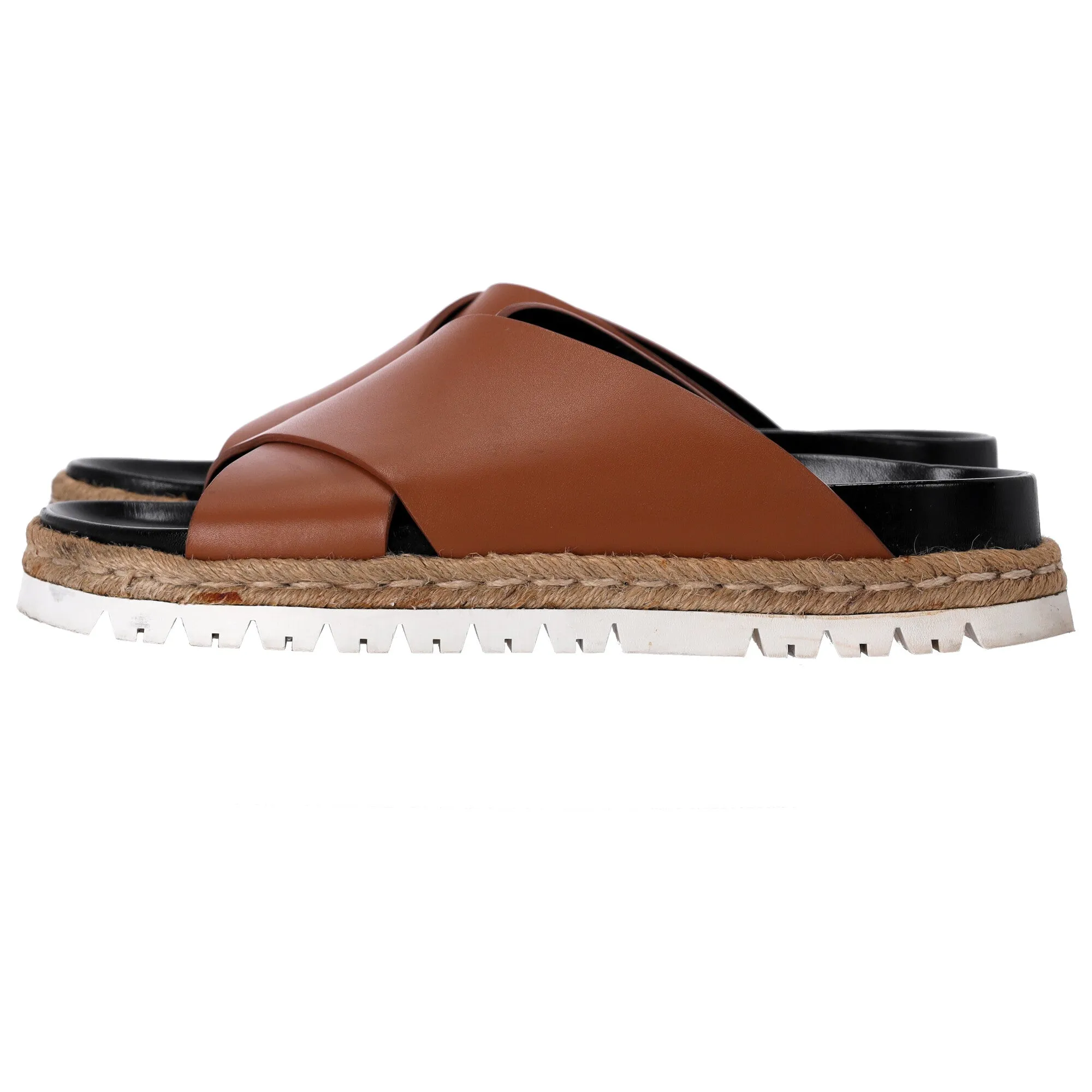 Marni Slide Sandals in Brown Leather