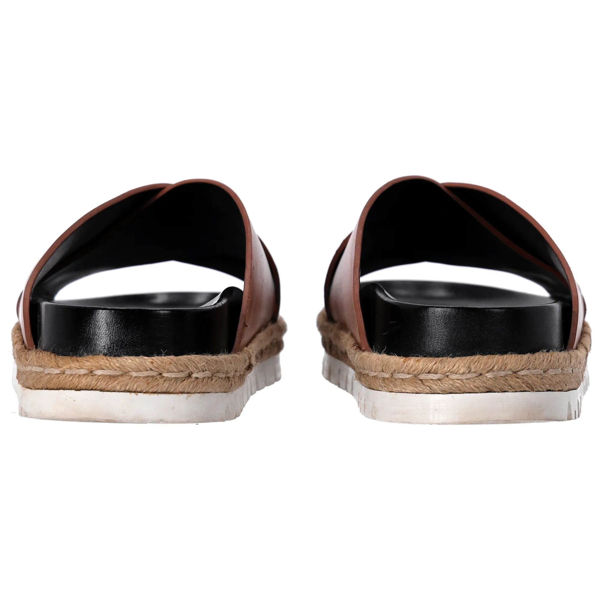 Marni Slide Sandals in Brown Leather