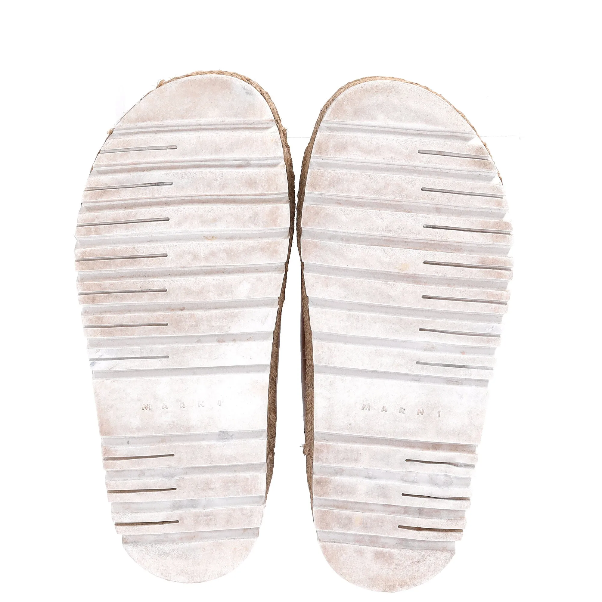 Marni Slide Sandals in Brown Leather