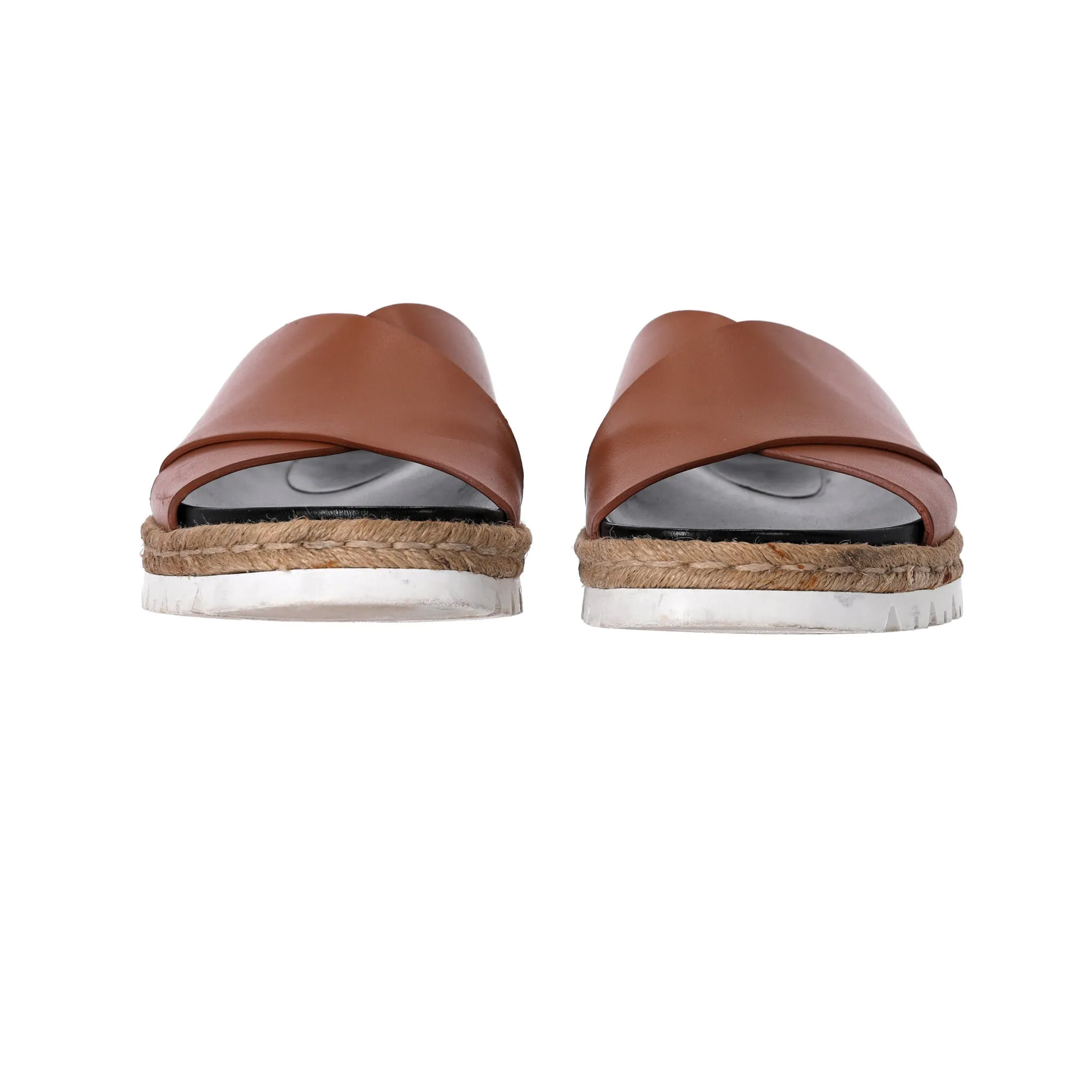 Marni Slide Sandals in Brown Leather
