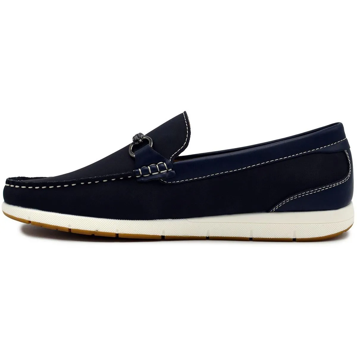 Mens Contrast Trim Synthetic Loafers