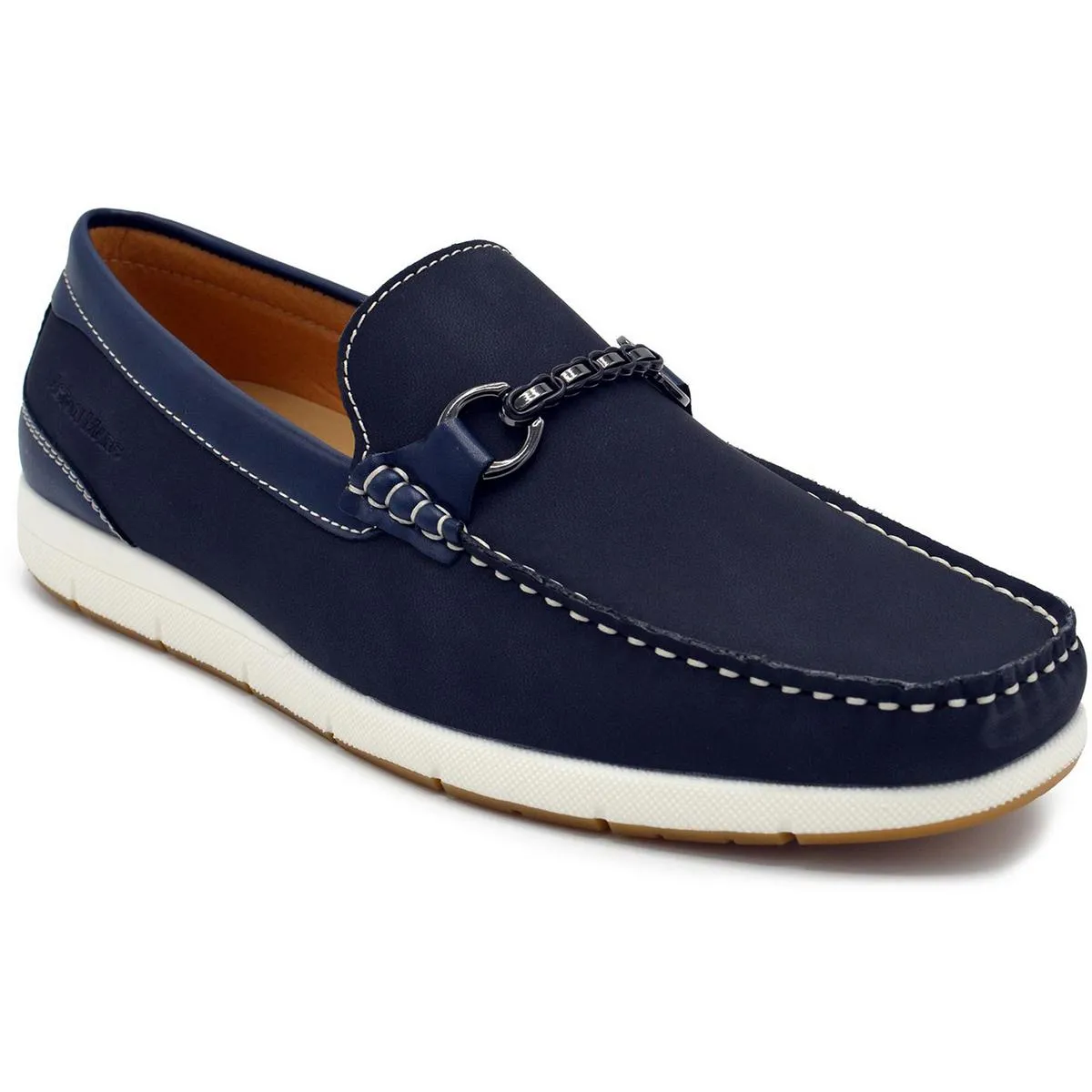 Mens Contrast Trim Synthetic Loafers