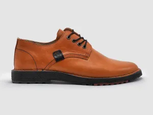 Men's Derby Leather Dress Shoes In Orange