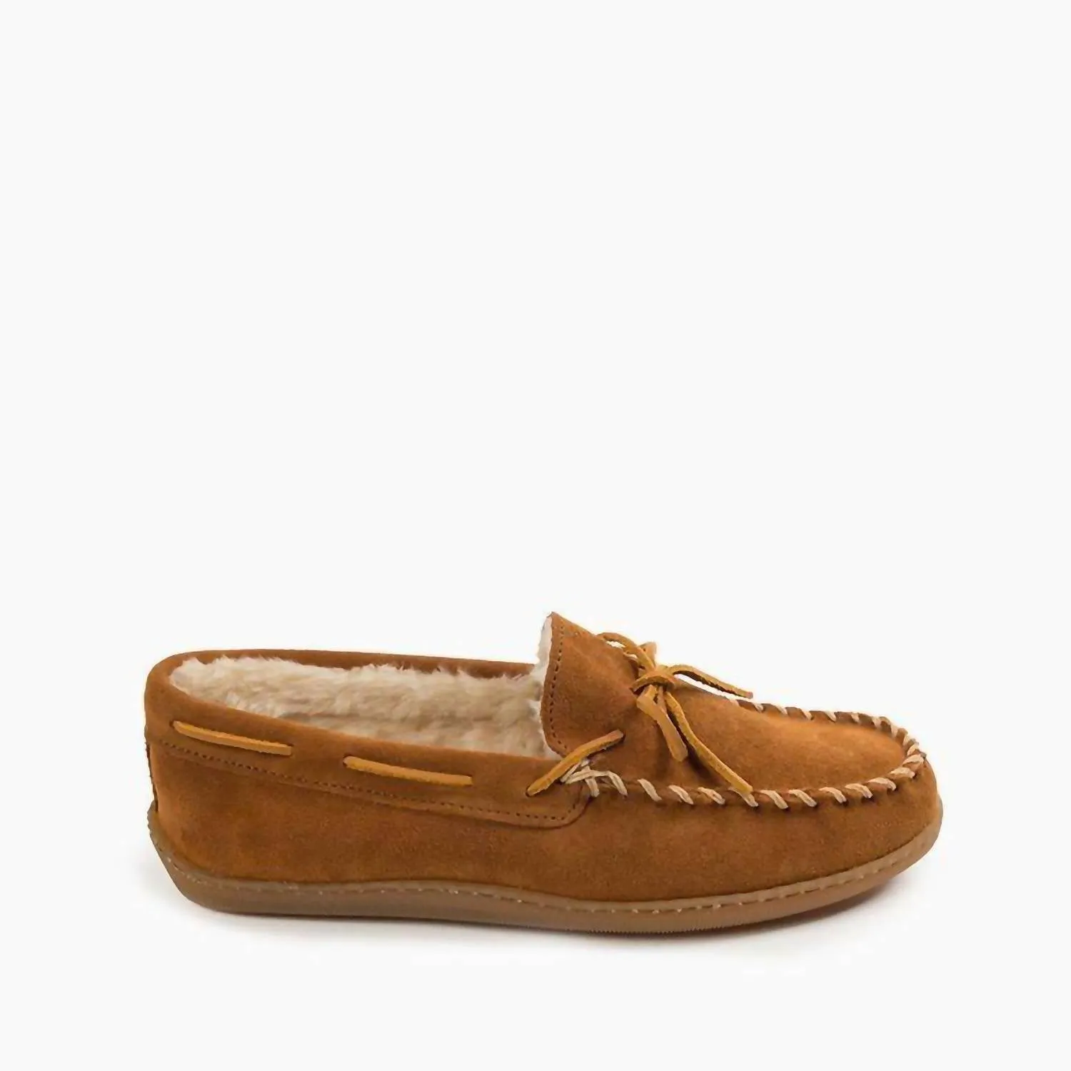 Men's Pile Lined Hardsole Moccasin In Brown