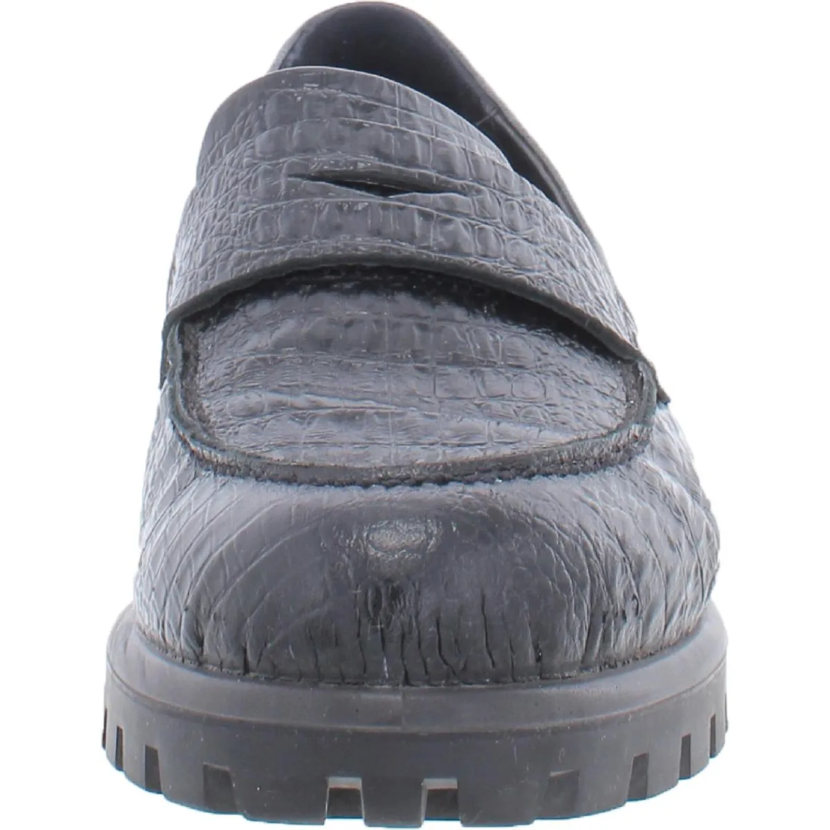 Modtray  Womens Embossed Moc Toe Penny Loafers