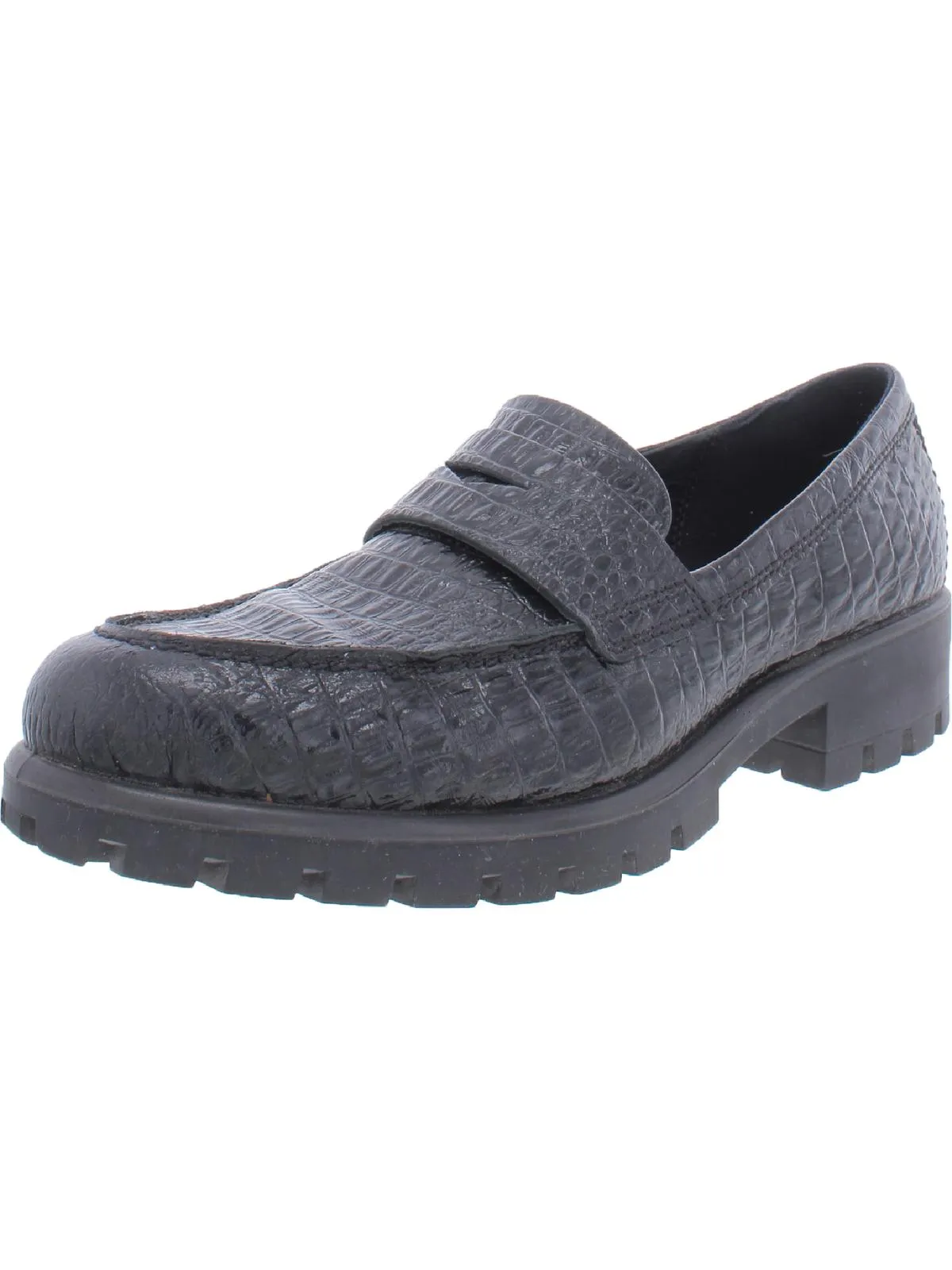 Modtray  Womens Embossed Moc Toe Penny Loafers