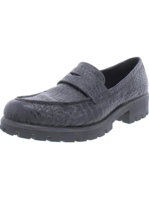 Modtray  Womens Embossed Moc Toe Penny Loafers