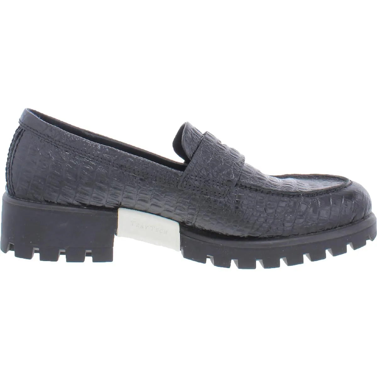 Modtray  Womens Embossed Moc Toe Penny Loafers