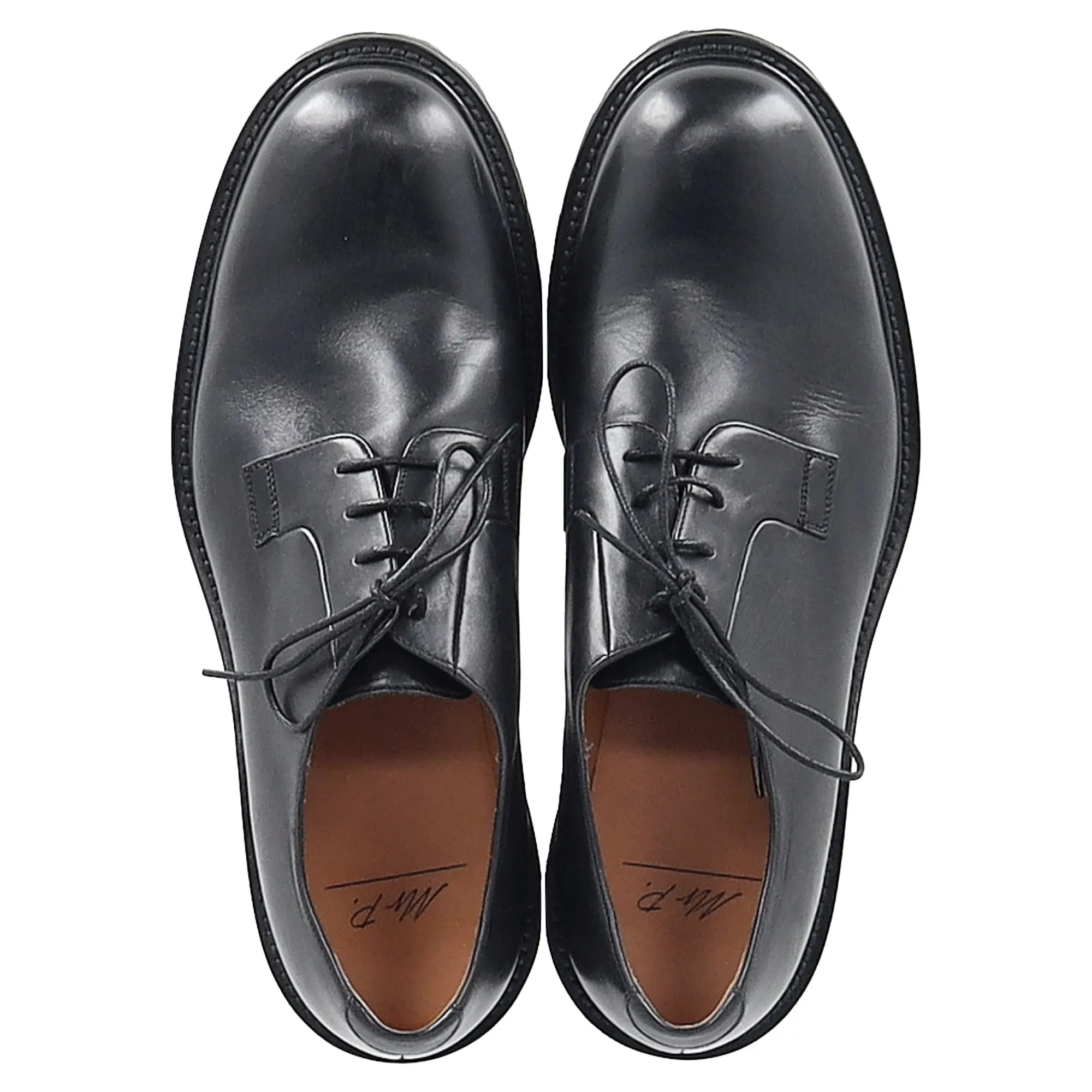 Mr. P Jacques Derby Shoes in Black Leather