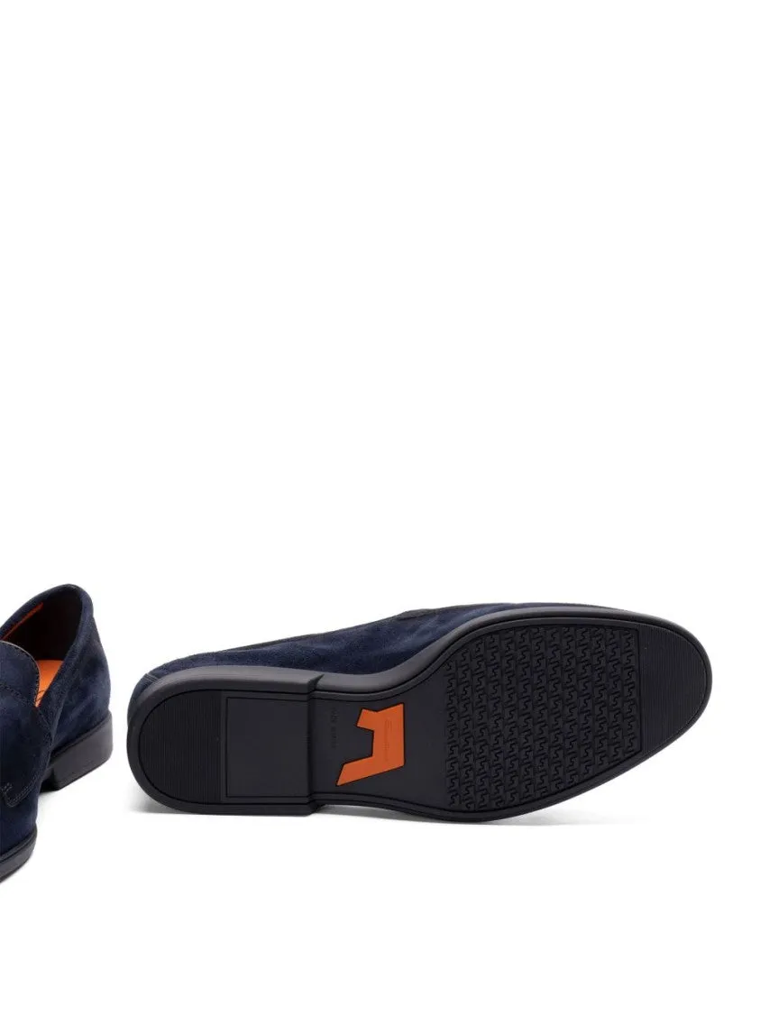 Navy Blue Almond Toe Moccasins