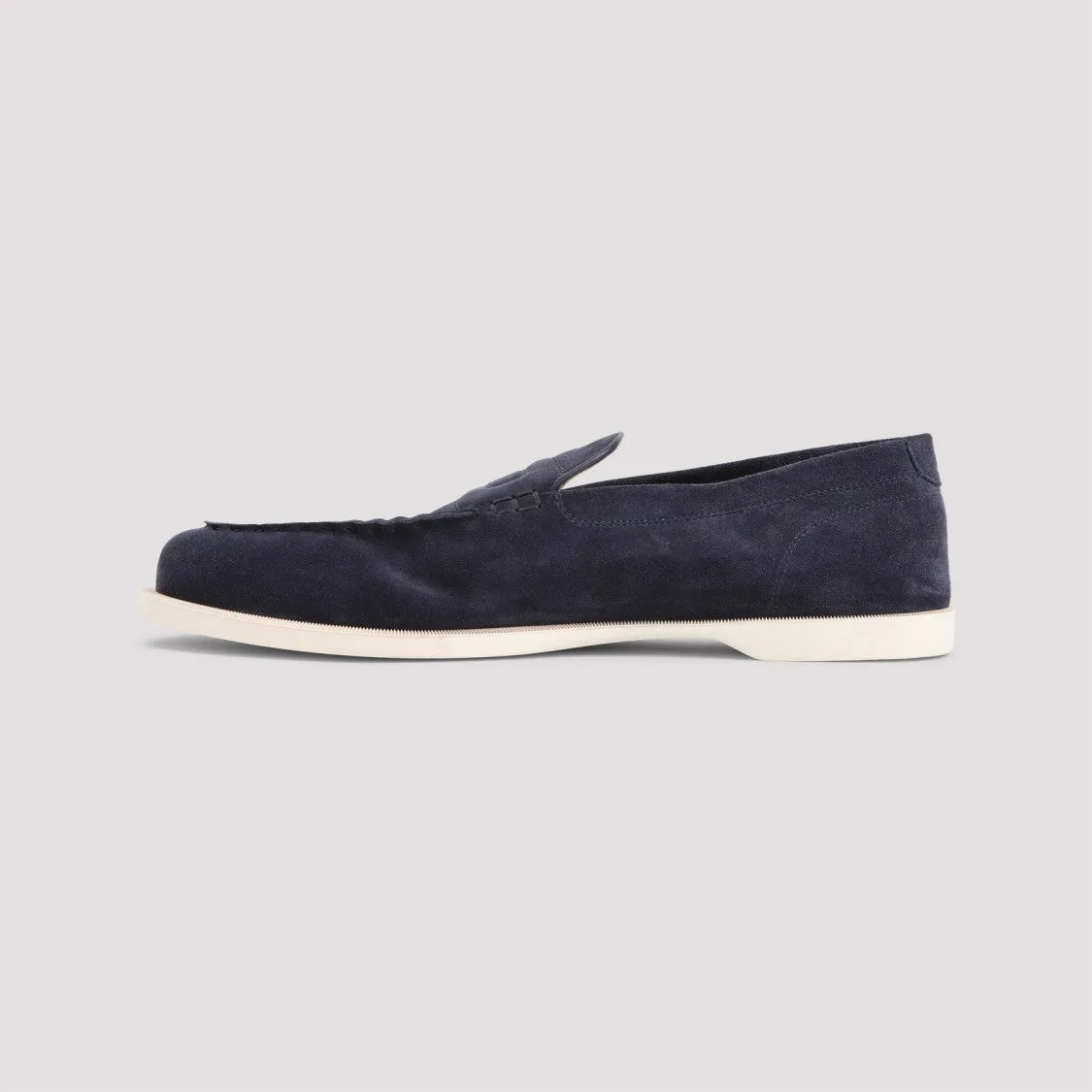 Navy-Blue Suede Leather Pace Oval Flexi Loafers