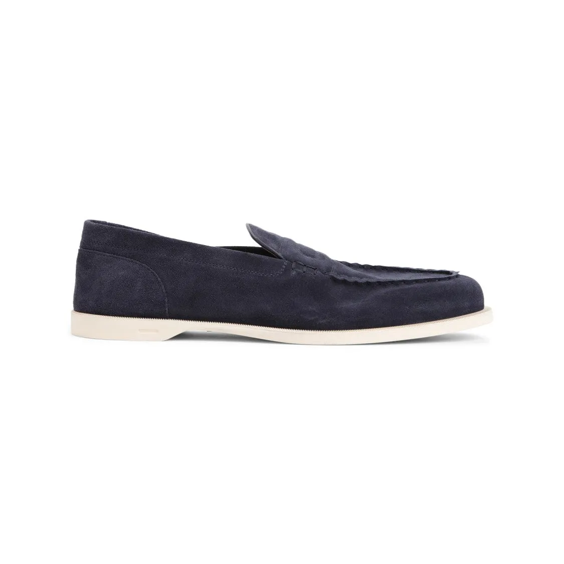 Navy-Blue Suede Leather Pace Oval Flexi Loafers