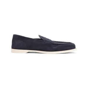 Navy-Blue Suede Leather Pace Oval Flexi Loafers