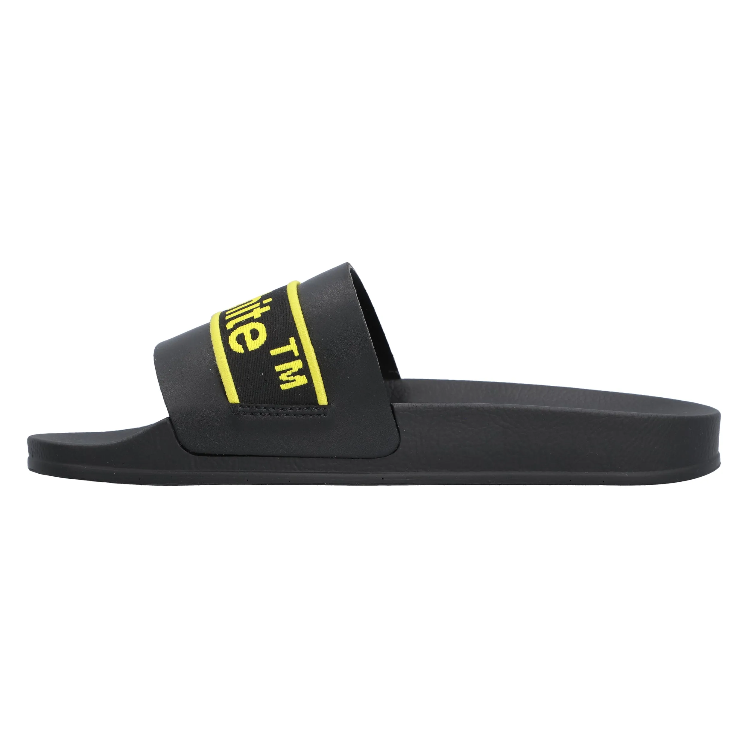 Off White logo-print leather slides