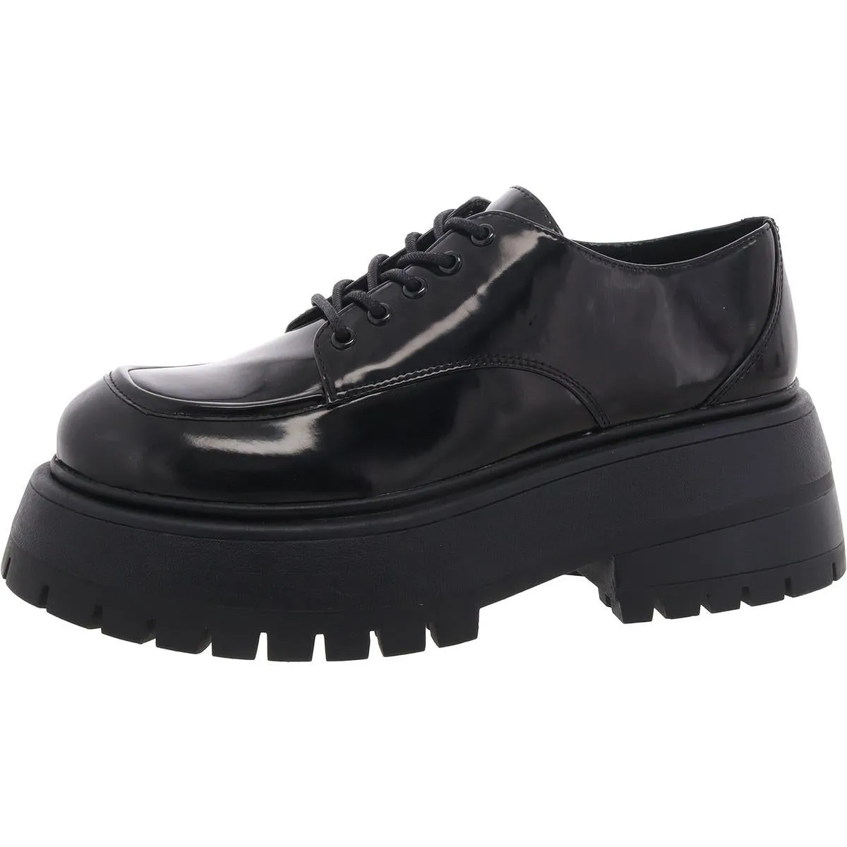Philipa Womens Faux Leather Lace-Up Loafers
