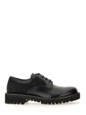 Polished Leather Derby Shoe With Textured Detailing