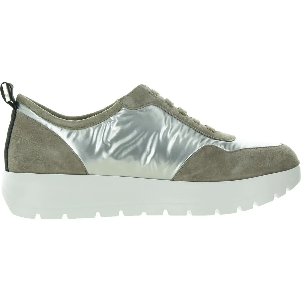 Qadi Womens Metallic Faux Leather Slip-On Sneakers