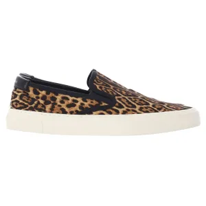 Saint Laurent Venice Leopard Slip On Sneakers in Animal Print Canvas