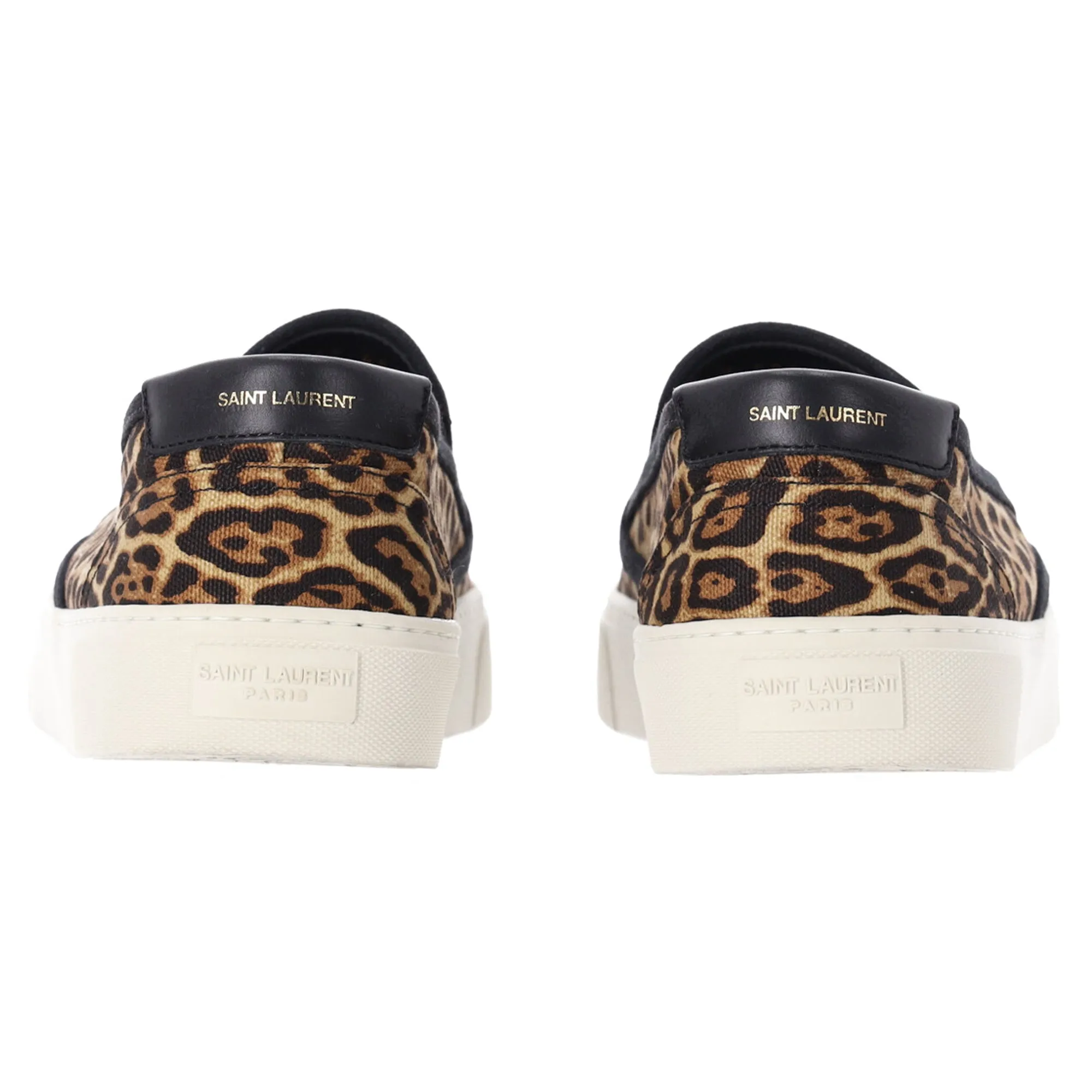 Saint Laurent Venice Leopard Slip On Sneakers in Animal Print Canvas