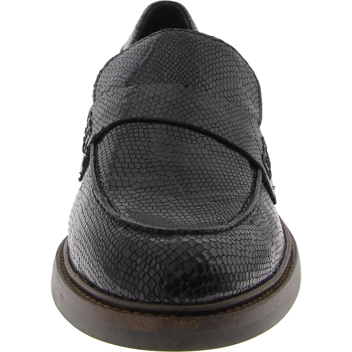 Salima Womens Leather Block Heel Loafers